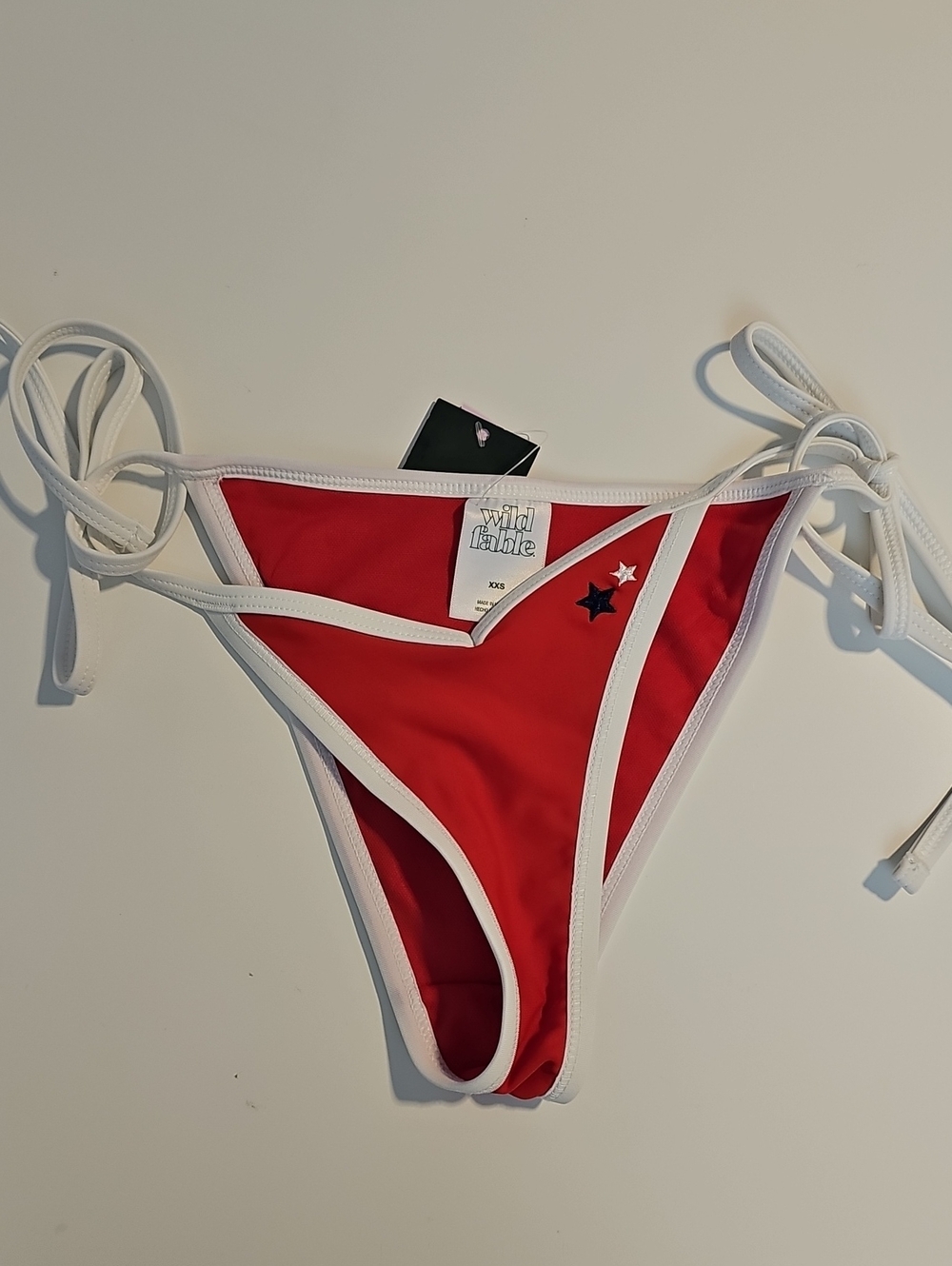 Wild Fable Women's XXS Red Patriotic Side-tie Extra Cheeky Bikini Bottom